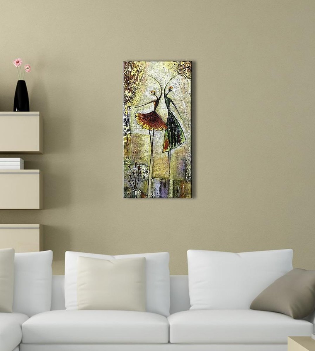 Quadro Pintura Tela dançam magras duas junto senhoras 5393: 70cm (A) x 140cm (L) - 5