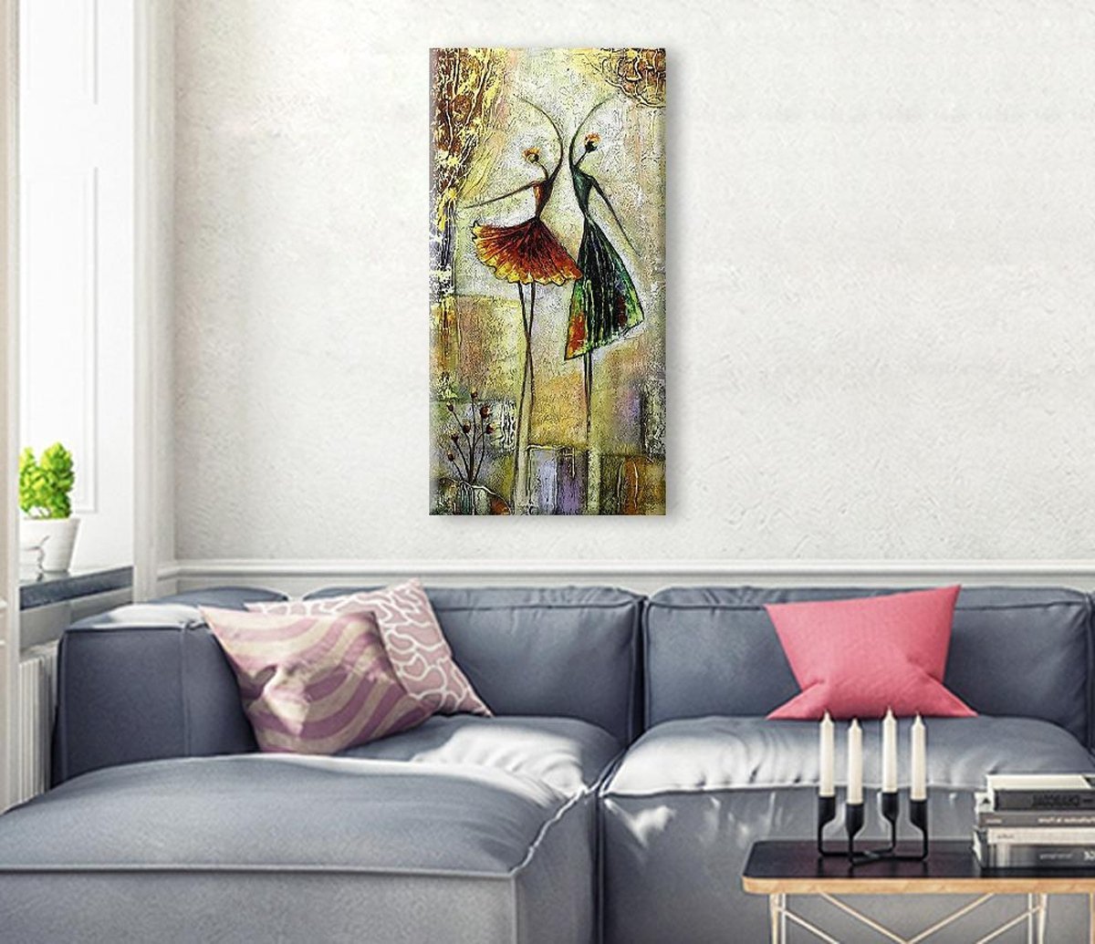 Quadro Pintura Tela dançam magras duas junto senhoras 5393: 70cm (A) x 140cm (L) - 4