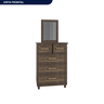 Conjunto Cômoda 5 Gavetas e Quadro de Espelho Imperatriz Rodmóveis - 2