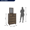 Ver imagem 3 de Conjunto Cômoda 5 Gavetas e Quadro de Espelho Imperatriz Rodmóveis