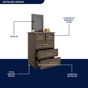 Ver imagem 6 de Conjunto Cômoda 5 Gavetas e Quadro de Espelho Imperatriz Rodmóveis