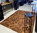 Ver imagem 6 de Tapete de Couro Castanho 1,50x2,00 com Borda Peça 10x10cm Cor: Marrom-escuro Desenho do Tecido: Quad