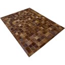 Ver imagem 2 de Tapete de Couro Castanho 1,50x2,00 com Borda Peça 10x10cm Cor: Marrom-escuro Desenho do Tecido: Quad