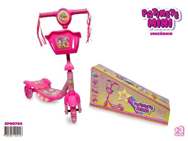 Patinete c Luz e Som Inmetro Scooter Suporta 35kgs 3 Rodas: Rosa - 3