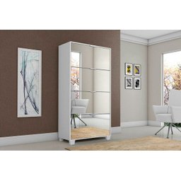 Sapateira Pequim Quatro Portas Branco Com Espelho - CSA - 2