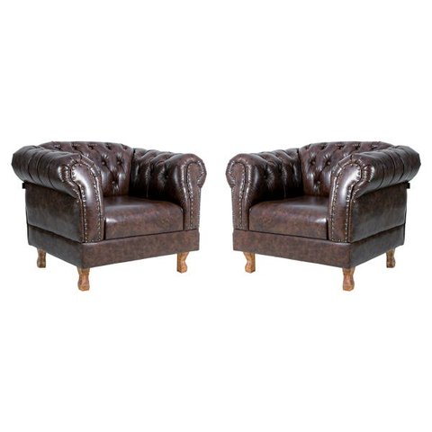 Duas Poltronas Duque Chesterfield Capitone Marrom