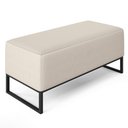 Ver imagem 1 de Puff Decorativo Para Sala de Estar Cléo W01 Base de Ferro 90 cm Linho Cru - Lyam Decor