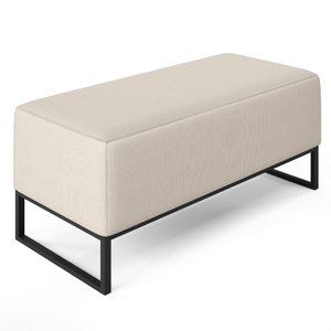 Puff Decorativo Para Sala de Estar Cléo W01 Base de Ferro 90 cm Linho Cru - Lyam Decor