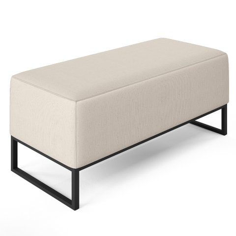 Puff Decorativo Para Sala de Estar Cléo W01 Base de Ferro 90 cm Linho Cru - Lyam Decor