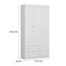 Guarda-Roupa Beca com 3 Portas 100% MDF Carvalho Avelã / Branco Premium - 3
