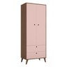 Guarda-Roupa Clássico com 2 Portas 100% MDF Carvalho Avelã / Rosa Premium - 1