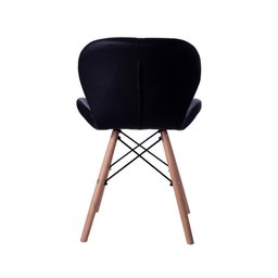 Kit 02 Cadeiras Estofada Jantar Charles Eames Eiffel Slim Wood Confort Preto - 5