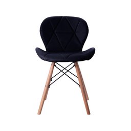 Kit 02 Cadeiras Estofada Jantar Charles Eames Eiffel Slim Wood Confort Preto - 4