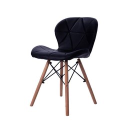 Kit 02 Cadeiras Estofada Jantar Charles Eames Eiffel Slim Wood Confort Preto - 2