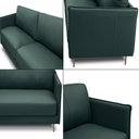 Ver imagem 5 de Sofá Decorativo Anthony 3 Lugares Sala de Estar 240cm Pés em Aço Couro Verde Musgo G88 - Gran Belo