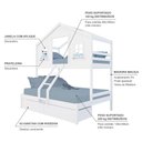 Ver imagem 4 de Beliche Casal/ Solteiro Casinha Dos Sonhos com 02 Gavetas Madeira Maciça Branco Megamobilia