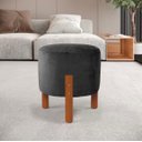 Ver imagem 2 de Puff Suede Cinza 3 Pés Madeira Maciça Resistente Macio Forte Suporta até 120kg Tecido Veludo Inca de