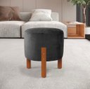 Ver imagem 2 de Puff Suede Cinza 3 Pés Madeira Maciça Resistente Macio Forte Suporta até 120kg Tecido Veludo Inca de