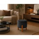 Ver imagem 3 de Puff Suede Cinza 3 Pés Madeira Maciça Resistente Macio Forte Suporta até 120kg Tecido Veludo Inca de