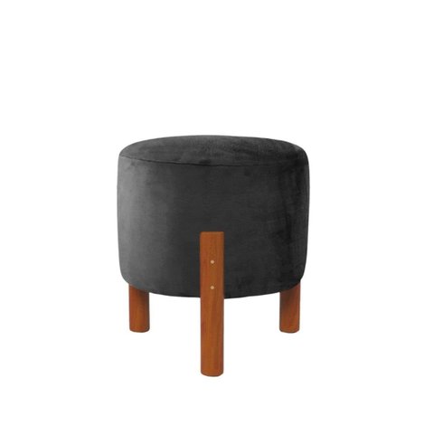 Puff Suede Cinza 3 Pés Madeira Maciça Resistente Macio Forte Suporta até 120kg Tecido Veludo Inca de