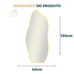 Espelho Grande Orgânico Led Corpo Inteiro 150x40cm S/ Moldura Moderno Suporte Parede - 4