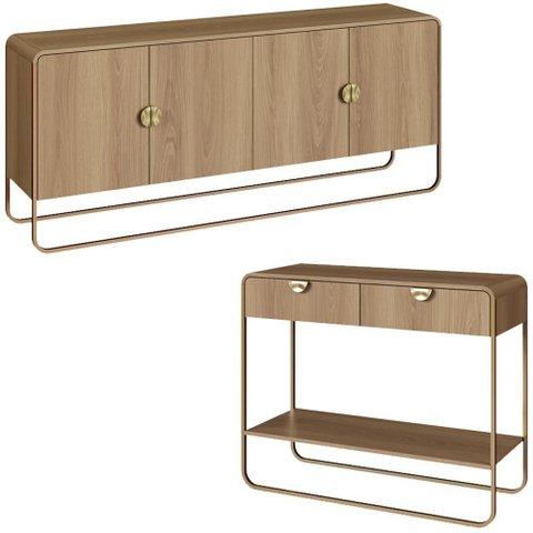 Balcao Buffet e Aparador 180 Cm Organica Artesano Hanover Dourado