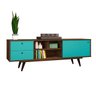 Rack Boreal Retrô com 2 Gavetas Rustik/Turquesa - 1