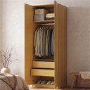 Ver imagem 2 de Guarda Roupa Planejado 2 Portas Lisas 80cm Samambaia CabeCasa MadeiraOriginals Marrom/Carvalho