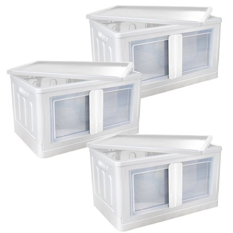 Kit C/3 Caixas Organizadora Empilhável 2 Portas 75 L