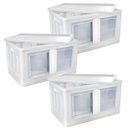 Ver imagem 1 de Kit C/3 Caixas Organizadora Empilhável 2 Portas 75 L
