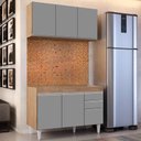 Ver imagem 2 de Kit Armário Aéreo e Balcão de Cozinha Lavanderia Dora sem Tampo 120 cm - D’Rossi Castanho e C