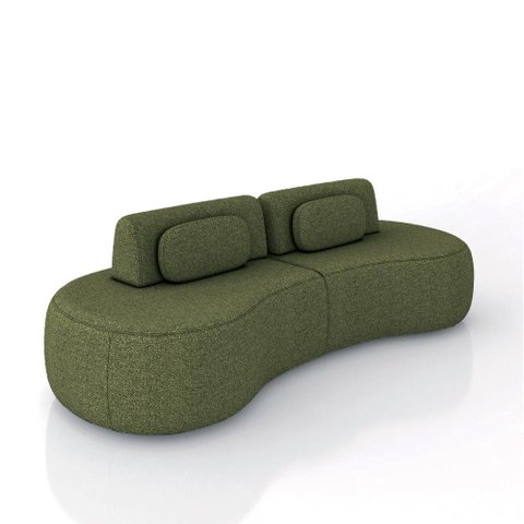 Sofá Sala de Estar Modulado França 280cm Encosto Articulável com Almofadas Linho Verde G45 - Gran Be