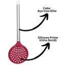 Ver imagem 3 de Escumadeira de Silicone Vinho Bordô com Cabo em Aço Inox Elite Premium 34cm