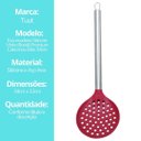 Ver imagem 6 de Escumadeira de Silicone Vinho Bordô com Cabo em Aço Inox Elite Premium 34cm