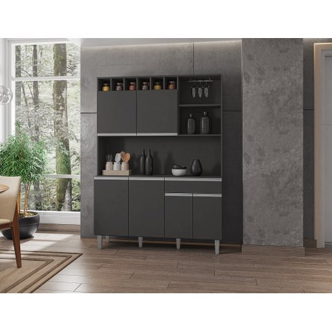 Kit Alice Armário de Cozinha Cor Cinza - AJL Móveis