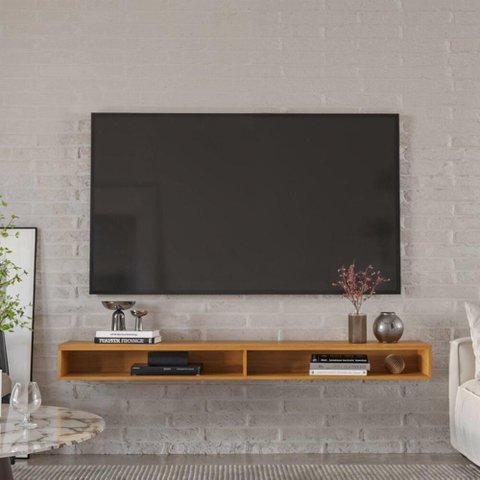 Rack Suspenso Sala Tv até 70 Polegadas Home Decoração Sala Quarto 2 Nichos Slim