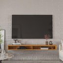 Ver imagem 1 de Rack Suspenso Sala Tv até 70 Polegadas Home Decoração Sala Quarto 2 Nichos Slim