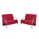 Ver imagem 1 de Kit 2 Poltronas 2 Lugares Braço Alumínio Suede Vermelho