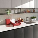 Ver imagem 2 de Kit Cozinha 4 Peças Escorredor Lixeira Porta Talher Dispenser - Stolf