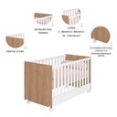 Ver imagem 4 de Kit Quarto de Bebê Doce Sonho com Berço Mini Cama Guarda Roupa com Cômoda e Colchão D18 130x70 Movel