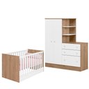 Ver imagem 2 de Kit Quarto de Bebê Doce Sonho com Berço Mini Cama Guarda Roupa com Cômoda e Colchão D18 130x70 Movel