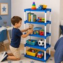 Ver mais imagens de Estante Azul Grande 5 Andares Prateleira Organizadora Infantil Brinquedos Livros Plastica Quarto Nic