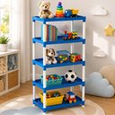 Ver imagem 1 de Estante Azul Grande 5 Andares Prateleira Organizadora Infantil Brinquedos Livros Plastica Quarto Nic