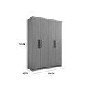 Ver imagem 2 de Guarda Roupa Colibri Solteiro 4 Portas 3 Gavetas D Doro Cor Cinamomo Off White