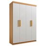 Guarda Roupa Colibri Solteiro 4 Portas 3 Gavetas D Doro Cor Cinamomo Off White - 1