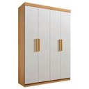 Ver imagem 1 de Guarda Roupa Colibri Solteiro 4 Portas 3 Gavetas D Doro Cor Cinamomo Off White