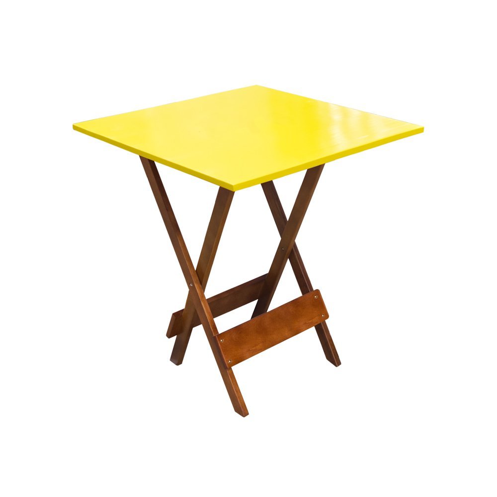 Jogo de Mesa Dobravel 70x70 em Madeira Robusta com 4 Cadeiras Yellow - Castanho - 2