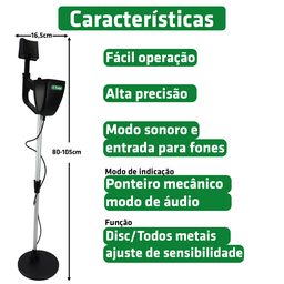 Detector de Metais Manual Portátil Tdet60 Trato - 5