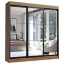 Ver imagem 2 de Guarda-Roupa Casal Madesa Istambul 3 Portas de Correr de Espelho 3 Gavetas Rustic/Preto Cor:Rustc/Pr