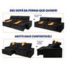 Sofá Retrátil Reclinável Supremo 3,00m Suede Velut Preto Molas no Assento - King House - 4